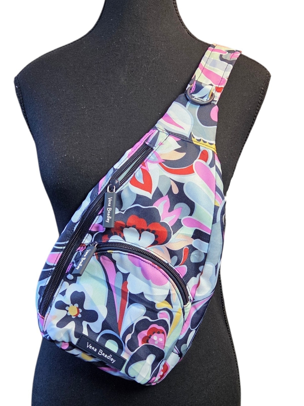 Vera Bradley XL Sling Bag In Bloom Boom Floral Pattern 11 X 8x 2